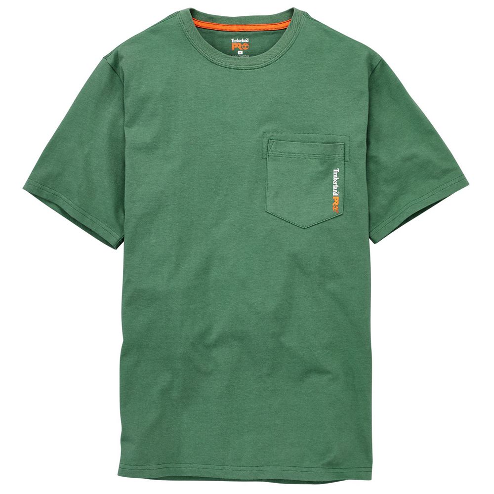 Timberland Mens T-Shirts PRO® Short Sleeve Base Plate Wicking - Green - India ZB6598374